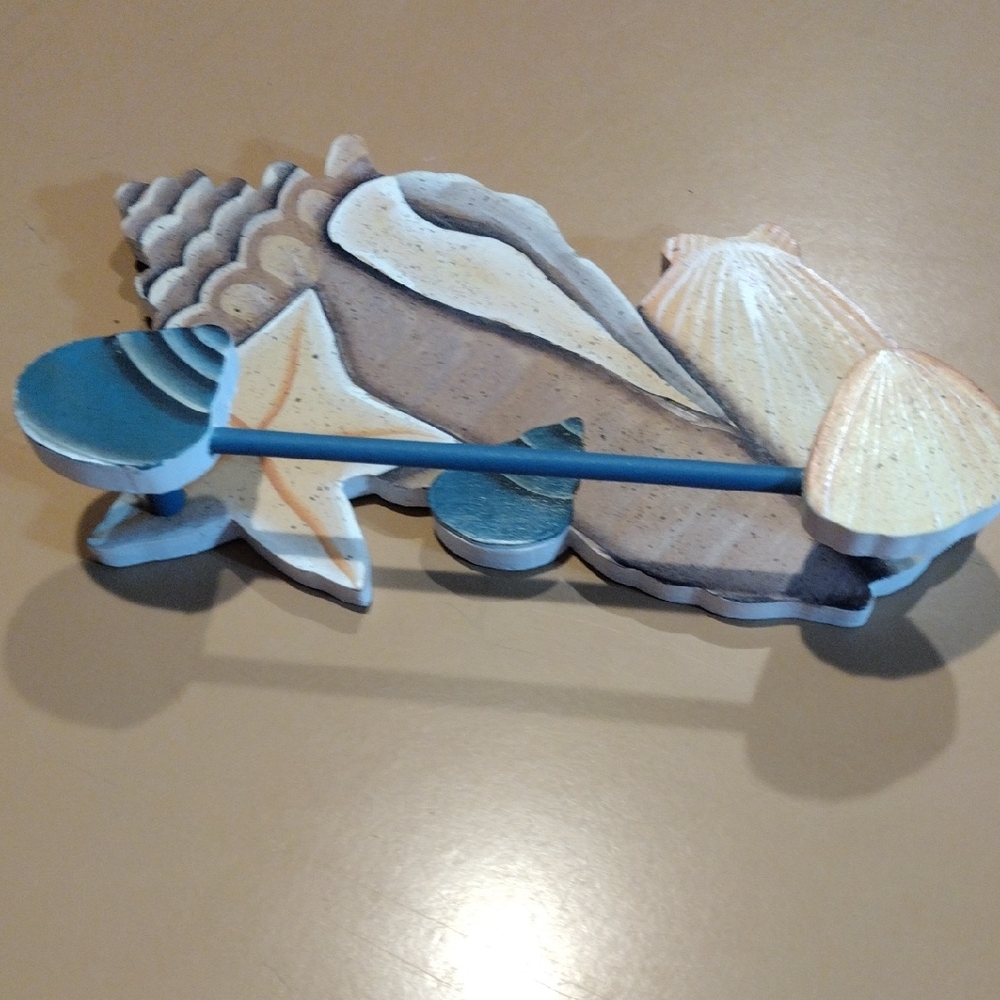 2 For 8 Dollars Sale, Coastal Seashell Wall Hook in Blue and Tan
